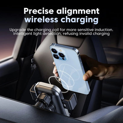 15W Fast Wireless Car Charger & Auto Clamping Phone Mount - Compatible with iPhone 14/13/12/11/X and Samsung Galaxy S22/S20/S10/S9/Note20/10/9